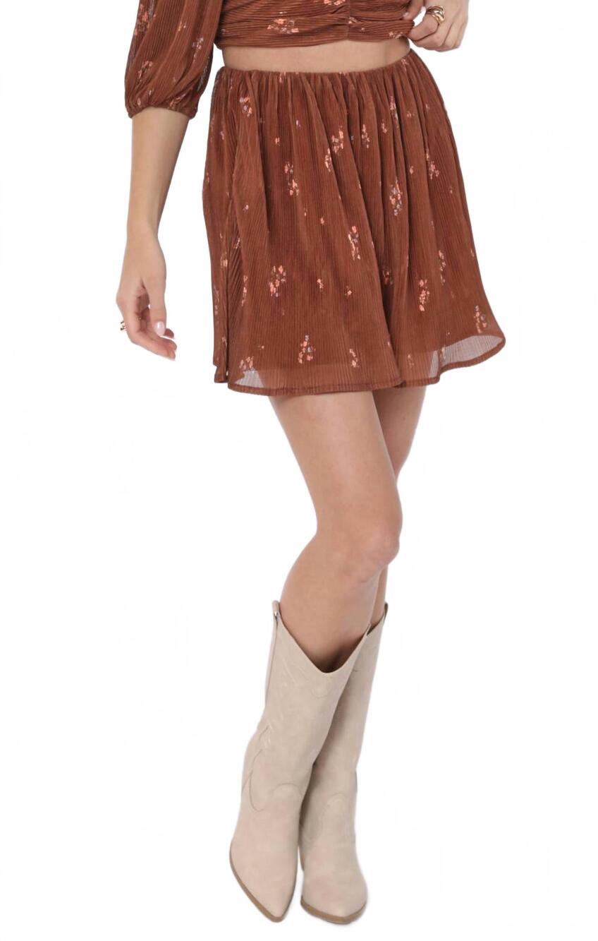 NEW SADIE & SAGE last dance swing mini skirt in brown